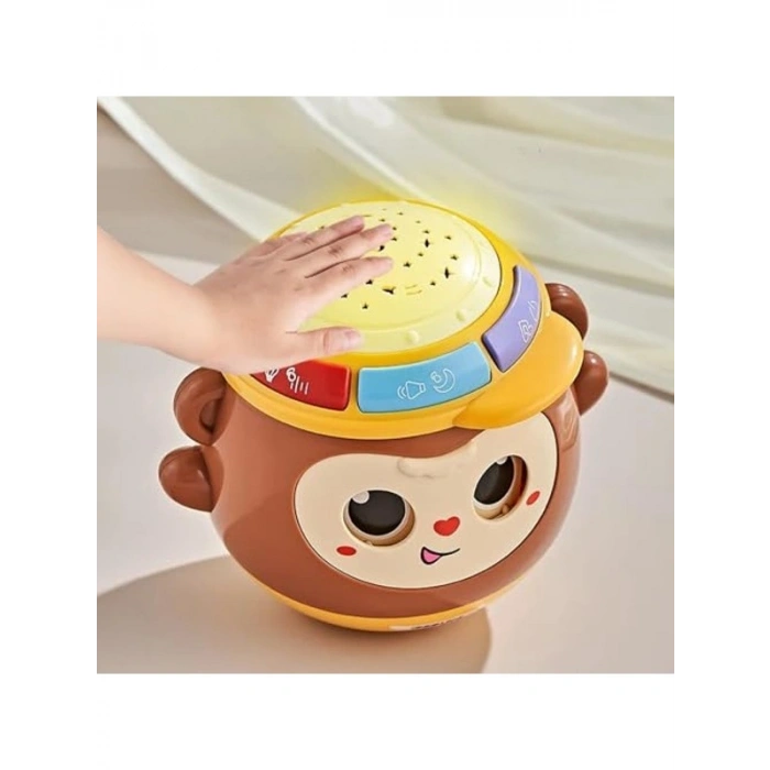 Oyuncak Sesli Işıklı Müzikli Projeksiyonlu Hareketli Davullu Pilli Sallanan Bebek Oyuncağı Emekleme 5in1 Bebek Aktivite Oyuncağı (kahverengi)