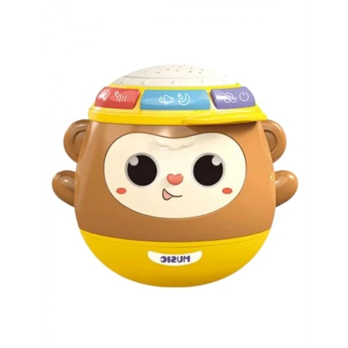 Oyuncak Sesli Işıklı Müzikli Projeksiyonlu Hareketli Davullu Pilli Sallanan Bebek Oyuncağı Emekleme 5in1 Bebek Aktivite Oyuncağı (kahverengi)