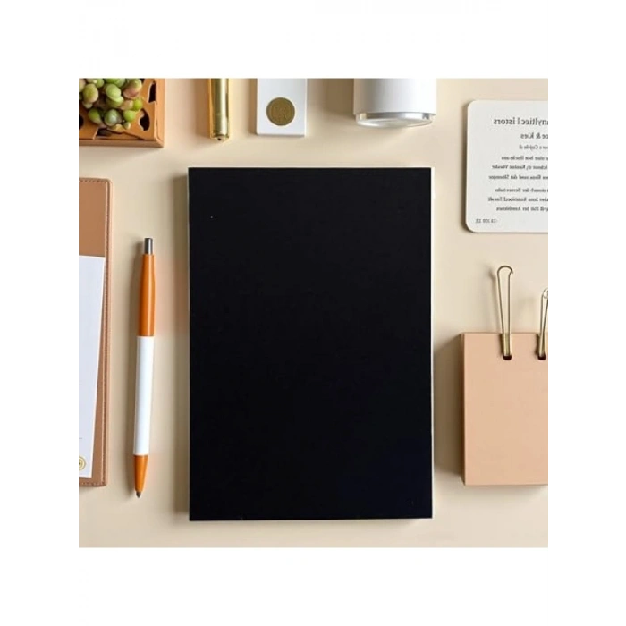 Özel Tasarım A5 Çizgisiz Defter, Siyah Kraft Kapak