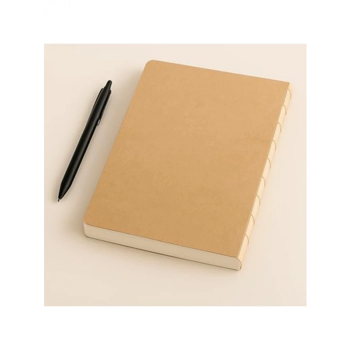 Özel Tasarım Kraft Kapaklı A4 Defter - 180 Derece Açılabilir, Kareli