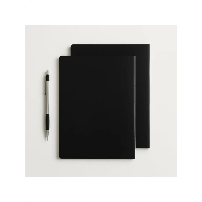 Özel Tasarım Siyah Kraft Kapaklı A4 Defter - 180 Derece Açılabilir