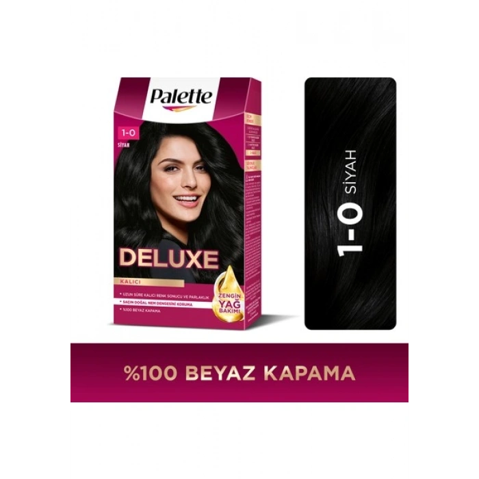 Palette Deluxe Kalıcı Renkler Saç Boyası 1-0 Siyah