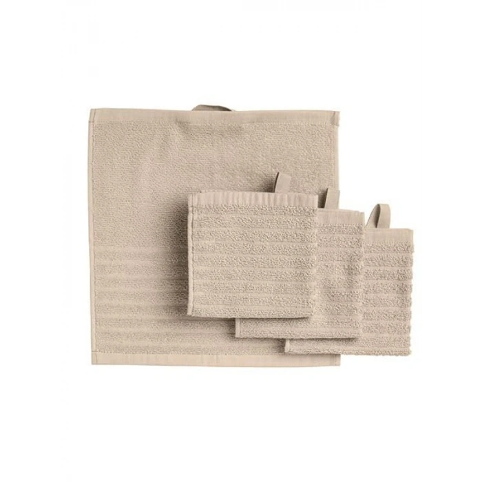 Pamuk El Havlusu Seti, 30x30 cm ve Bej Renk ile 4 Adet