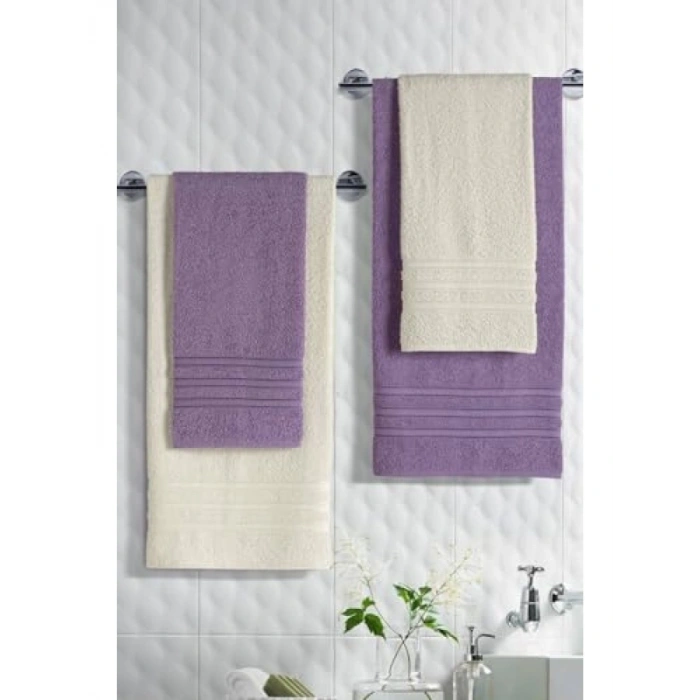 Pamuklu Banyo Havlu Seti - 4lü, 50x90 cm ve 70x140 cm