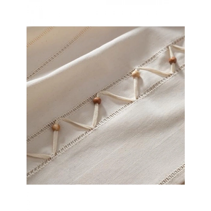 Pamuklu Boncuk Ponponlu Dekoratif Runner 50x130