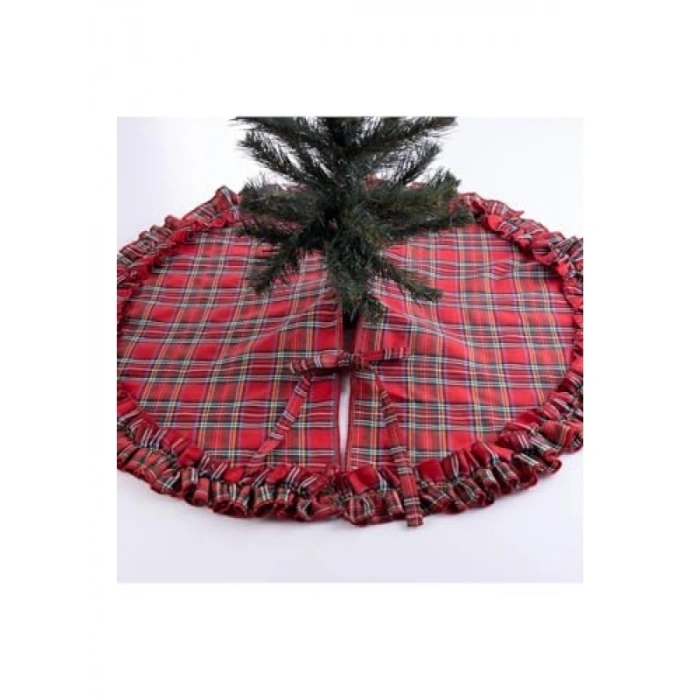 Pamuklu Ekose Yılbaşı Çam Ağacı Örtüsü 60 cm