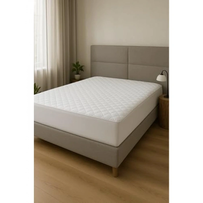 Pamuklu Kapitone Fitted Yatak Alezi, Beyaz 120 x 200 cm