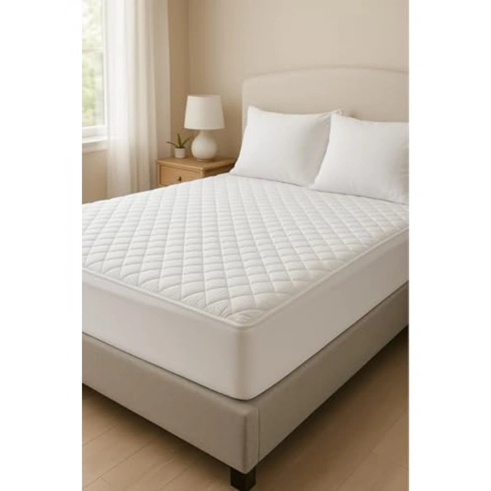Pamuklu Kapitone Fitted Yatak Alezi, Beyaz 120 x 200 cm