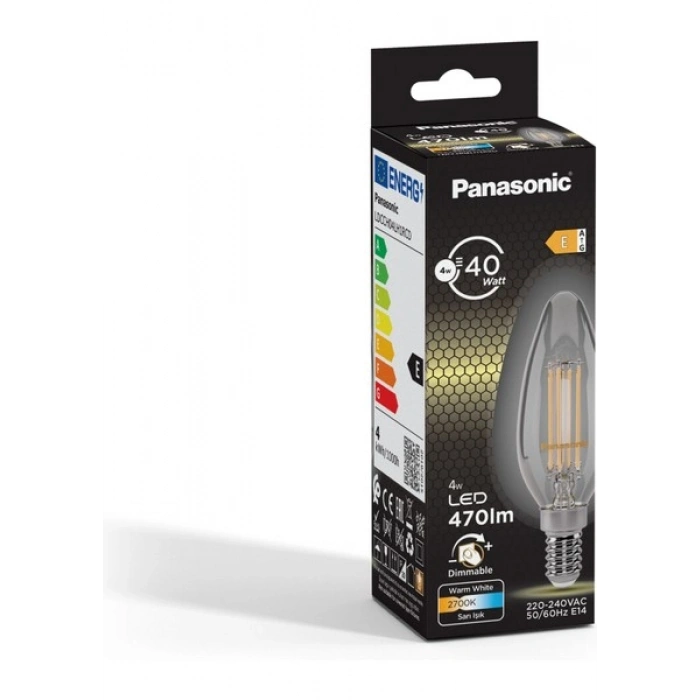Panasonic E14 Dim Edilebilir Filaman Lamba 4W 470LM 2700K Clear