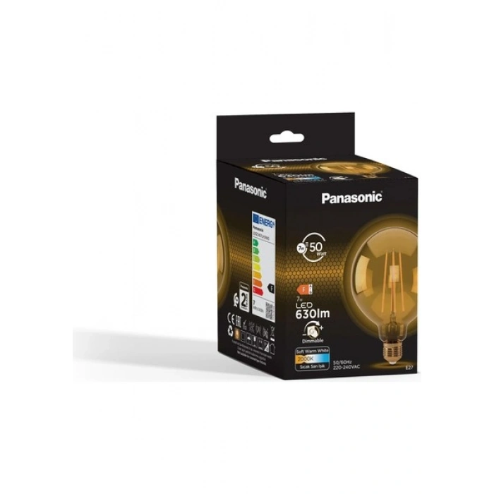 Panasonic E27 Dim Edilebilir Filaman G125 Lamba 7W 630LM 2000K Gold