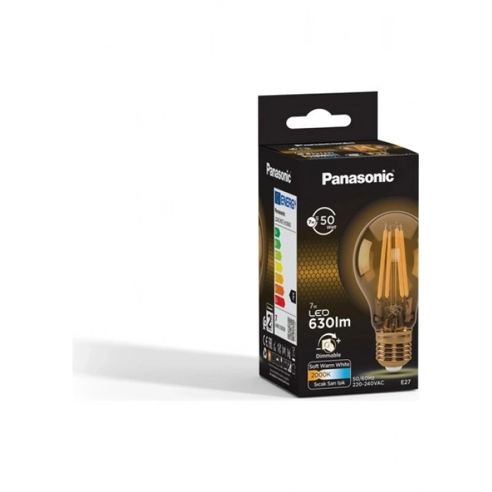 Panasonic E27 Dim Edilebilir Filaman Lamba 7W 630LM 2000K Gold