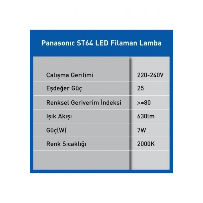 Panasonic E27 Dim Edilebilir Filaman Lamba 7W 630LM 2000K Gold