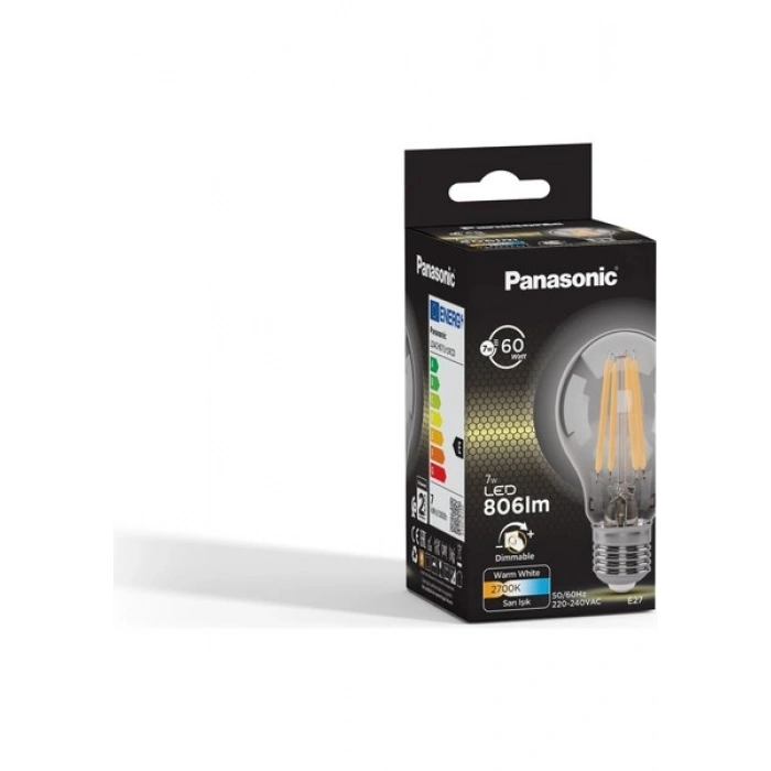 Panasonic E27 Dim Edilebilir Filaman Lamba 7W 806LM 2700K Clear