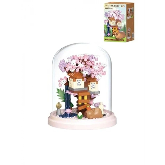 Panlos YKO Serisi Kapibara Figürlü Ağaç Ev 258 Parça Oyuncak Blok Yapım Seti FF-P2596