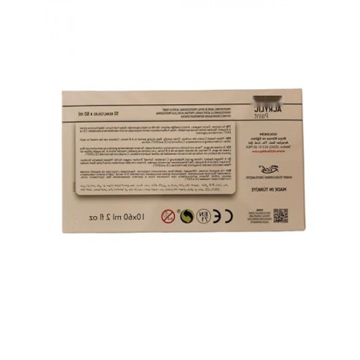 Parlak Bitişli 60 ml Akrilik Boya Seti - 10 Farklı Renk