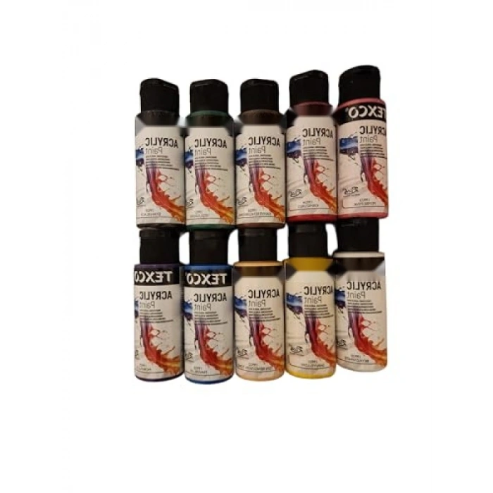 Parlak Bitişli 60 ml Akrilik Boya Seti - 10 Farklı Renk