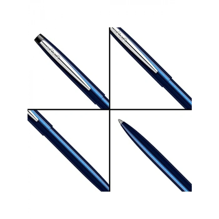 Parlak Lacivert Tükenmez Kalem Krom Kaplama Klips ile
