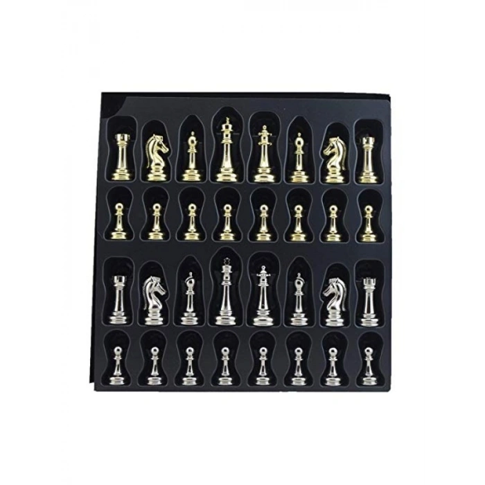 Parlak Metal Klasik Satranç Taşı