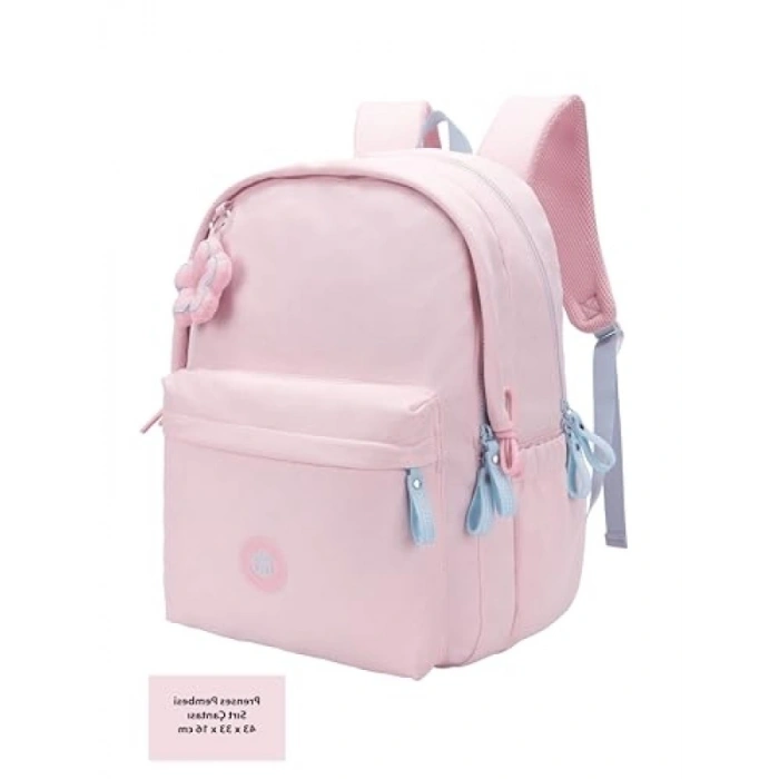 Parlak Sim Detaylı Pembe Sırt Çantası