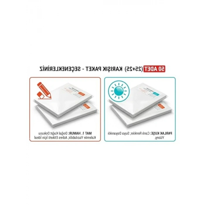 Parlak ve Mat Etiketler, 50 Adet 2li Paket Seçeneği