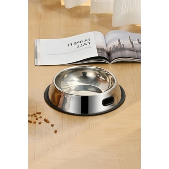 Paslanmaz Çelik 1000 ml Kedi ve Köpek Su Kabı - Kaymaz Taban