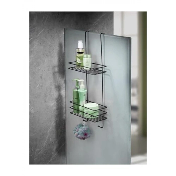 Paslanmaz Çelik 2 Katlı Askılı Banyo Duş Rafı - Şampuanlık ve Sabunluk