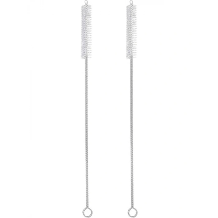 Paslanmaz Çelik 2li Pipet ve Temizleme Fırçası Seti