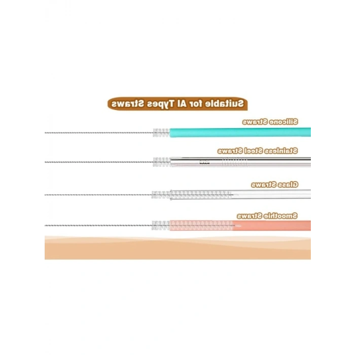 Paslanmaz Çelik 2li Pipet ve Temizleme Fırçası Seti