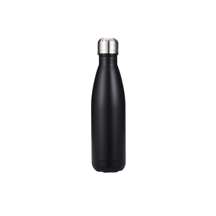 Paslanmaz Çelik 500 ml Termos Şişe, Siyah Tasarımlı