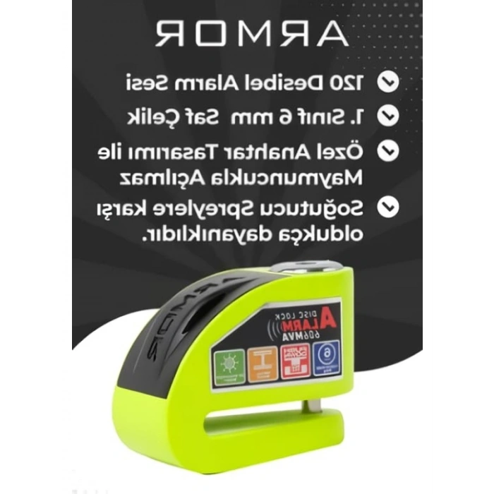 Paslanmaz Çelik Alarmlı Disk Kilidi 6Mm