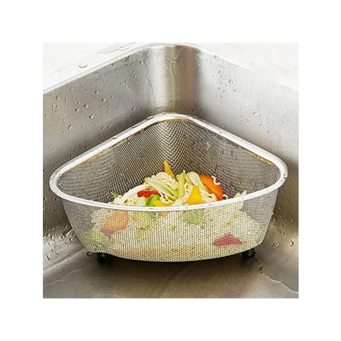 Paslanmaz Çelik Ayaklı Lavabo Çöp Süzgeci - 18x13x10 cm