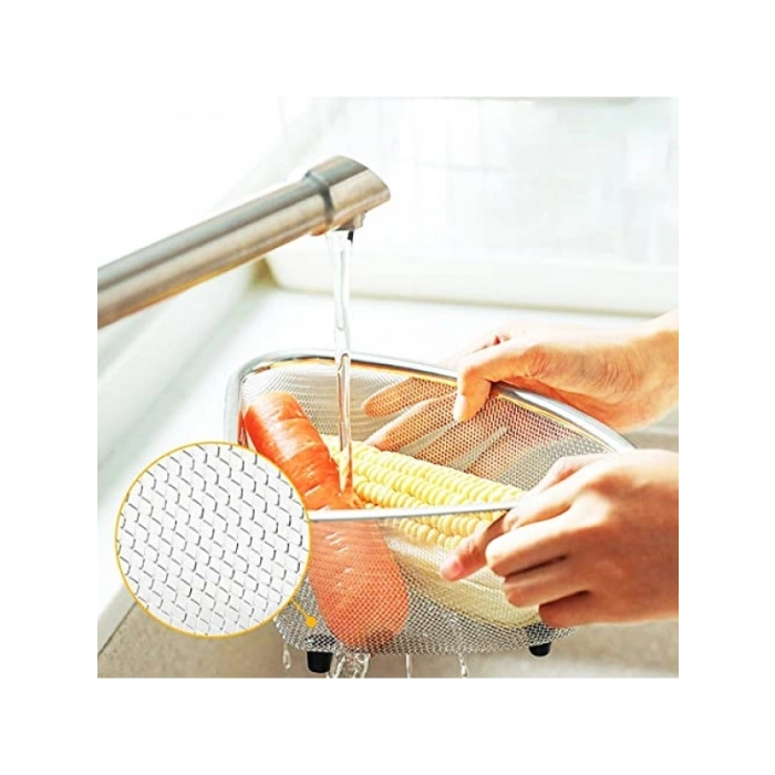 Paslanmaz Çelik Ayaklı Lavabo Çöp Süzgeci - 18x13x10 cm