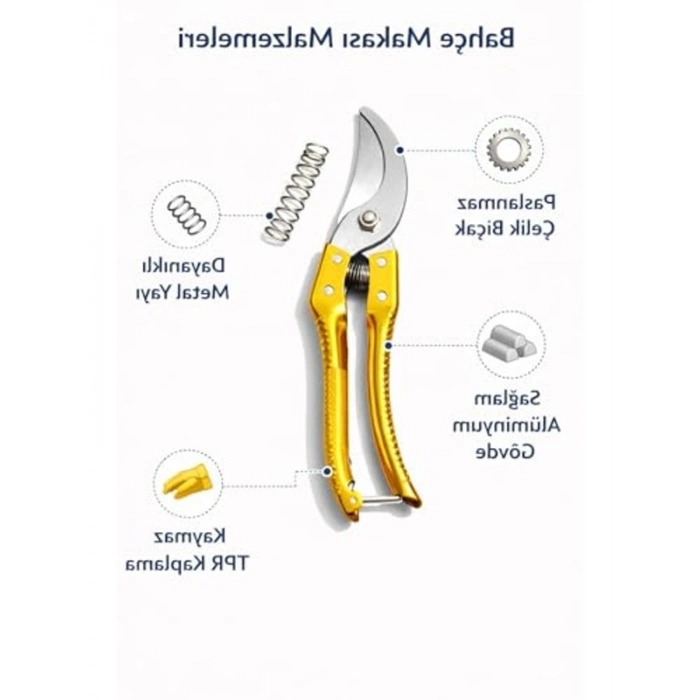 Paslanmaz Çelik Bahçe Budama Makası, Ergonomik Tasarım ve Keskin Bıçak