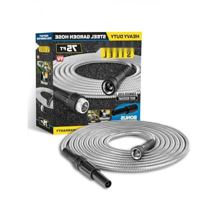 Paslanmaz Çelik Bahçe Hortumu, Gümüş, 75