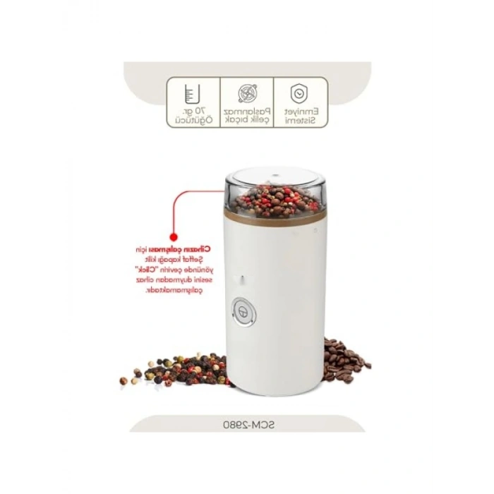 Paslanmaz Çelik Bıçaklı Kahve ve Baharat Öğütücü, 70-100 gr Kapasiteli