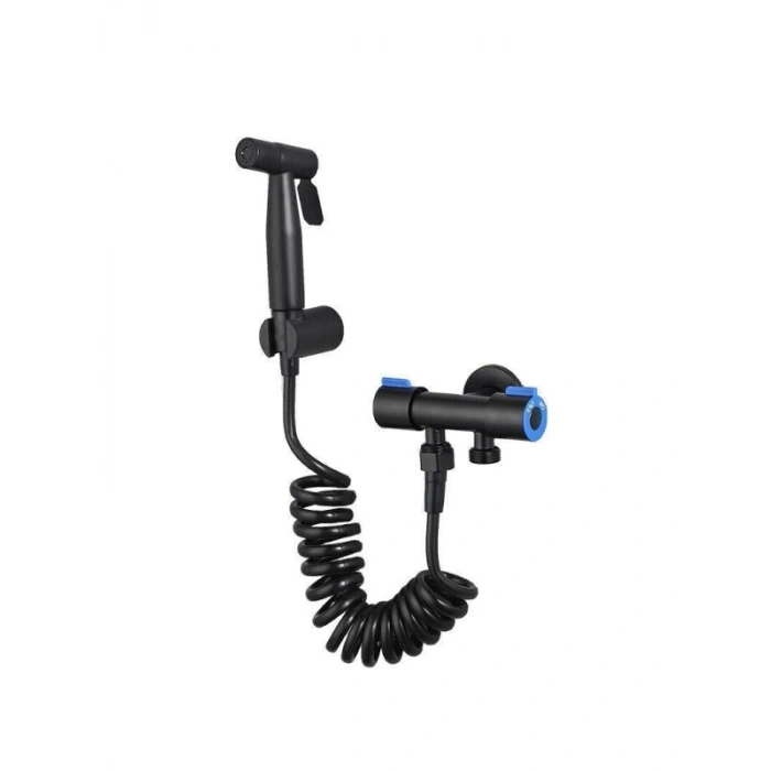 Paslanmaz Çelik Bide Seti, Çift Çıkışlı, Kolay Kurulum, Siyah