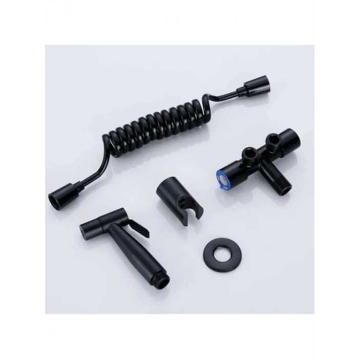 Paslanmaz Çelik Bide Seti, Çift Çıkışlı, Kolay Kurulum, Siyah