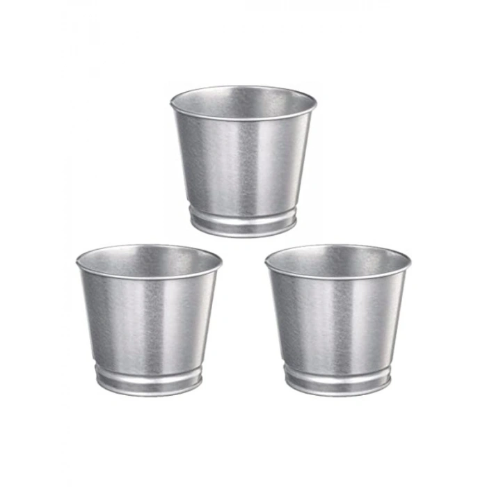 Paslanmaz çelik bitki saksısı, 3 adet, boyanabilir, 9 cm çapında