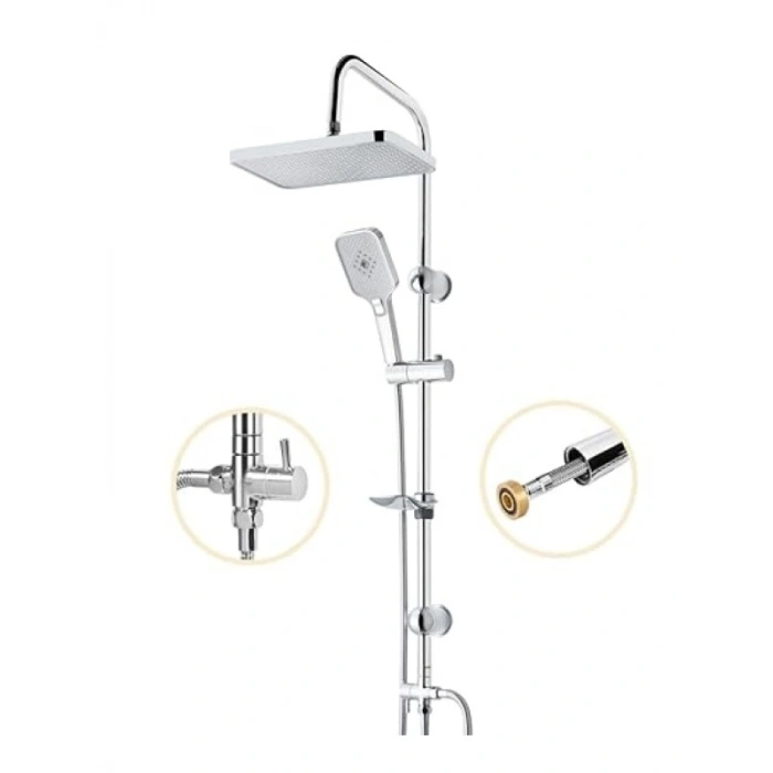 Paslanmaz Çelik Borulu Yağmur Duş Seti