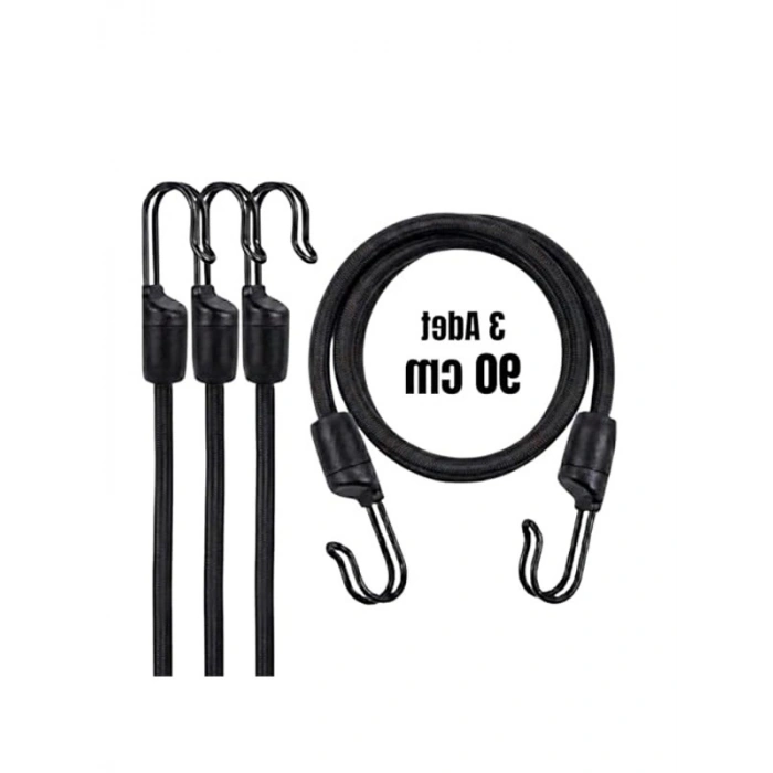 Paslanmaz Çelik Çift Kancalı Gergi Lastiği, 90 cm, 3 Adet