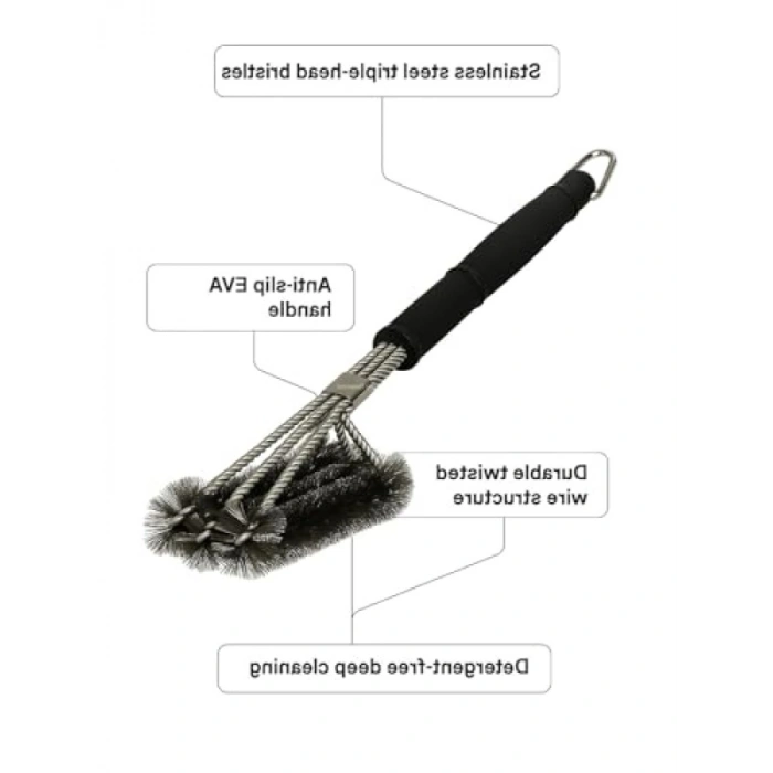 Paslanmaz Çelik Dikey Izgara Temizleme Fırçası - Ergonomik Tasarım