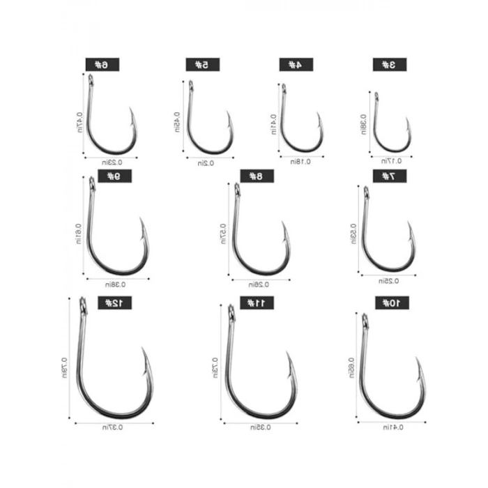 Paslanmaz Çelik Halkalı Olta İğne Seti - 2000 Adet, 3-12 Numara