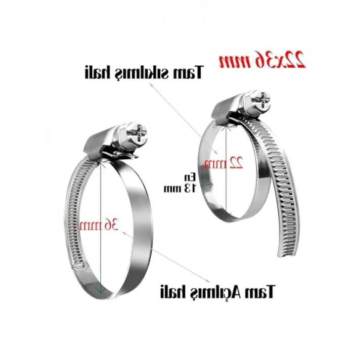 Paslanmaz Çelik Hortum Kelepçesi - 5 ADET, Ayarlanabilir