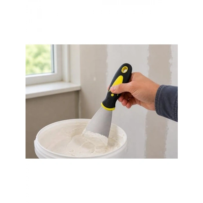 Paslanmaz Çelik İnşaat Spatulası, 75 mm Genişlikte Plastik Sap ile