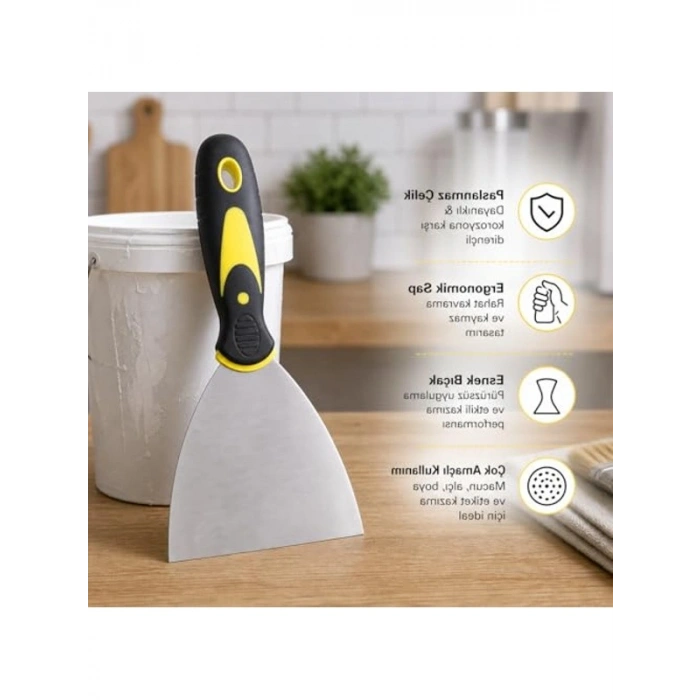 Paslanmaz Çelik İnşaat Spatulası, Plastik Saplı ve 125 mm Boyutunda