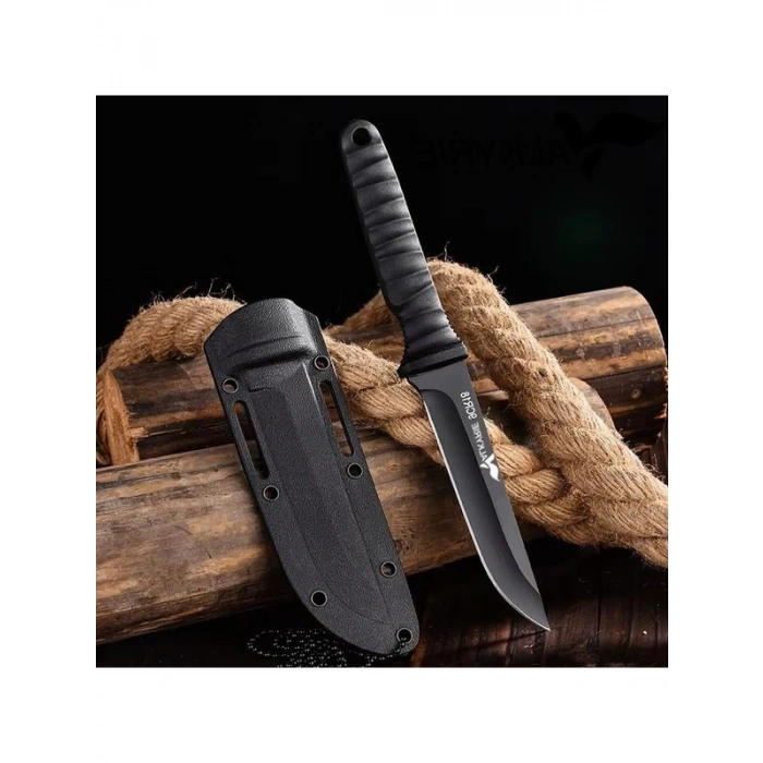 Paslanmaz Çelik Kamp Av Bıçağı, Siyah Kılıfla