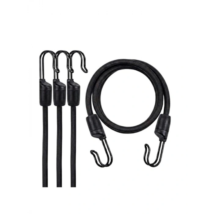 Paslanmaz Çelik Kancalı Bagaj Gergi Lastiği, 60 cm Uzunlukta, 3 Adet