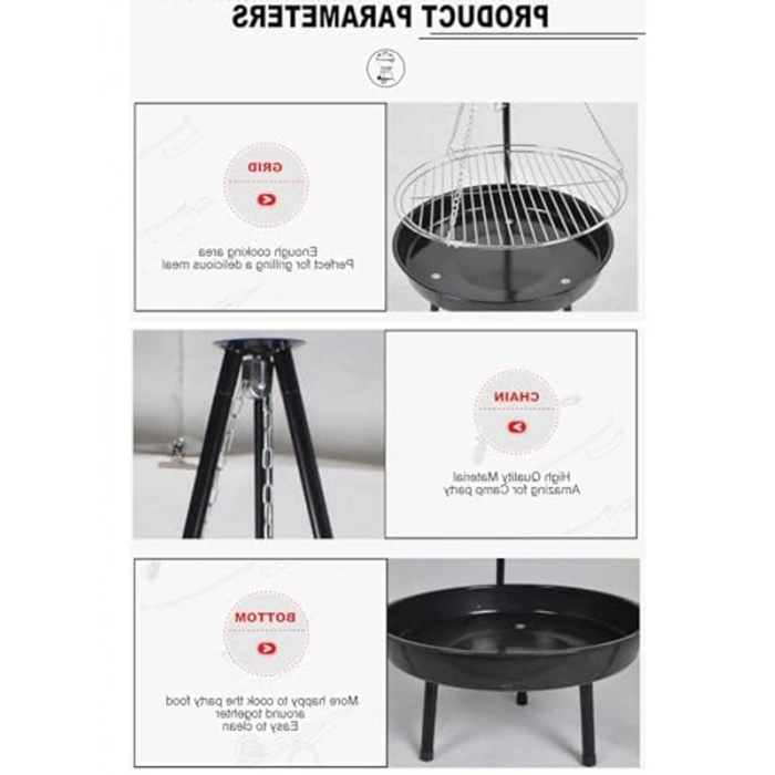 Paslanmaz Çelik Katlanır Barbekü Izgarası, Açık Hava Kullanımı için
