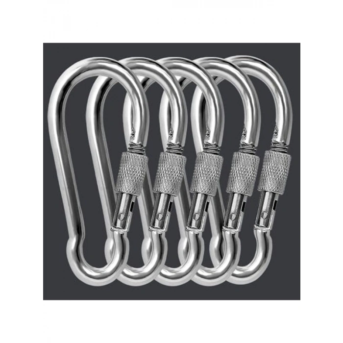Paslanmaz Çelik Kilitli Karabina Kanca, 10 mm Kalınlık
