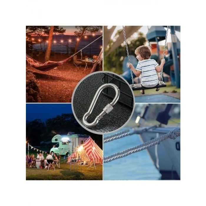 Paslanmaz Çelik Kilitli Karabina Kanca, 12 mm